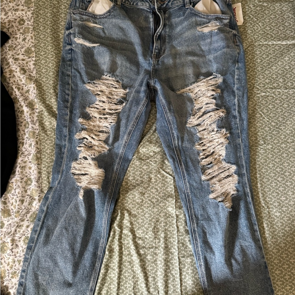 American Eagle Outfitters Light Blue Distressed Boyfriend Jeans